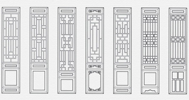 陆川常用中式仿古花窗图案隔断设计图