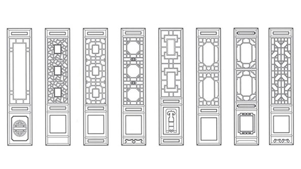 陆川喜迎门中式花格CAD设计图样式大全